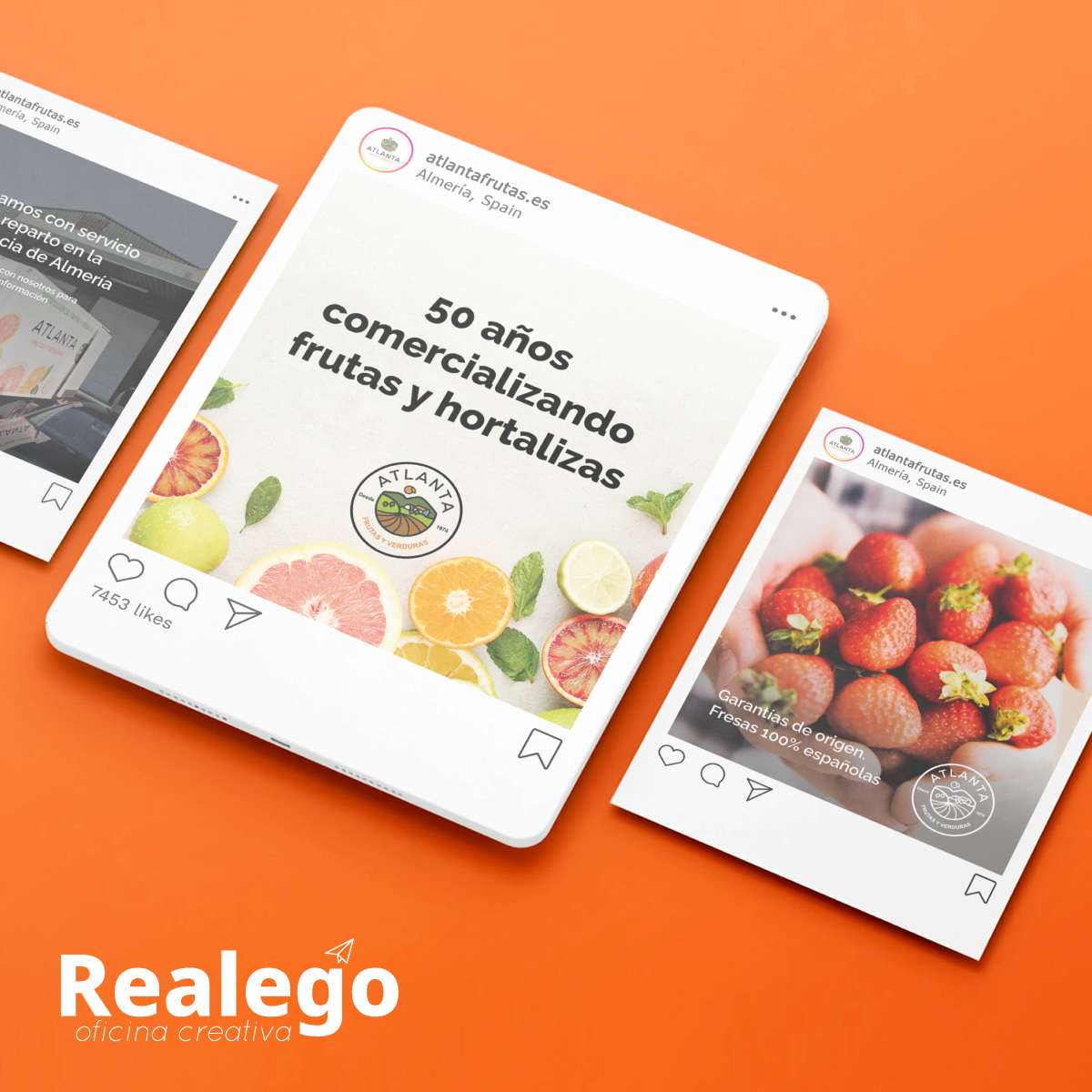Gestión de redes sociales en Almería para Frutas Atlanta, enfocada en visibilidad, engagement y posicionamiento en el sector agrícola.