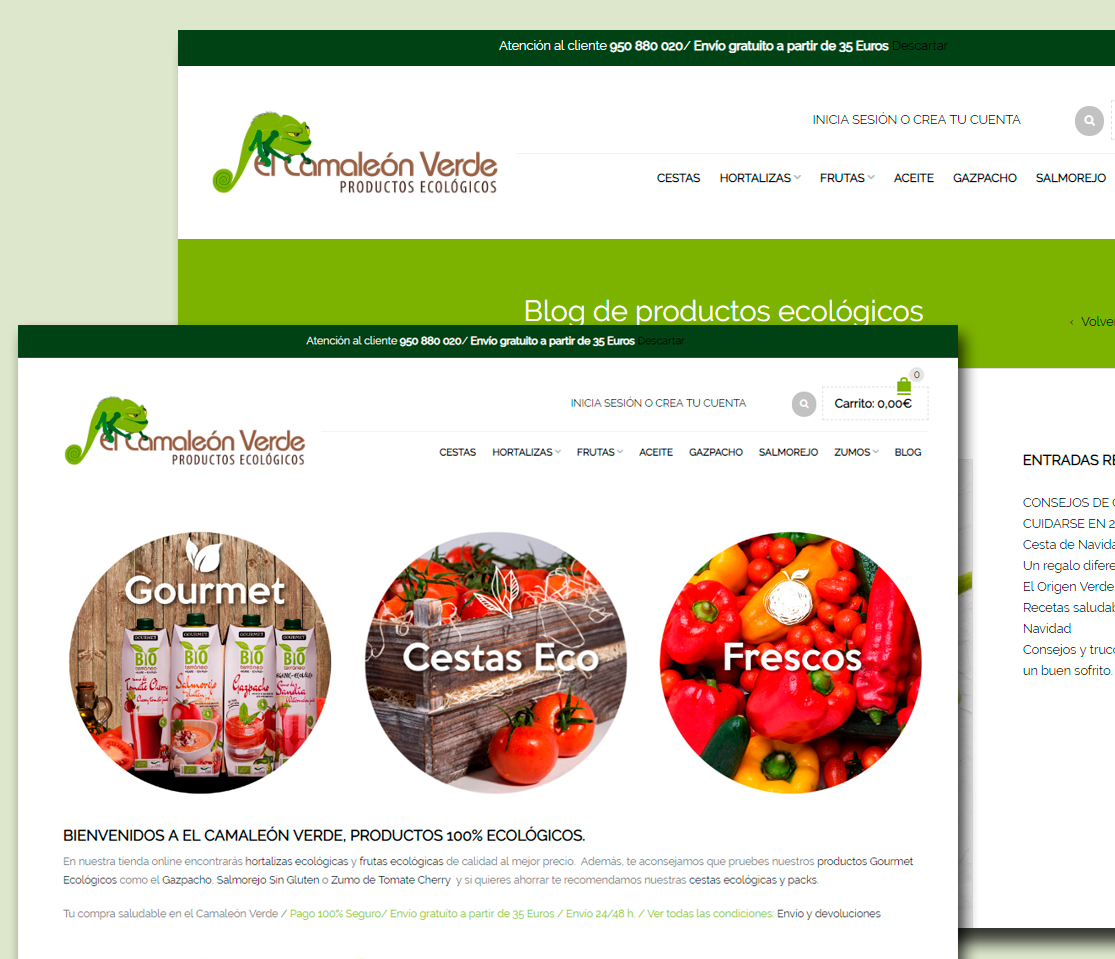 Tienda online para El Camaleón Verde en Almería optimizada para ventas